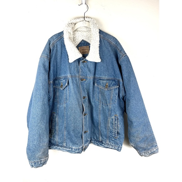 Vintage Pioneer Sherpa Trucker Jacket XXL Denim 90s - Picture 1 of 10
